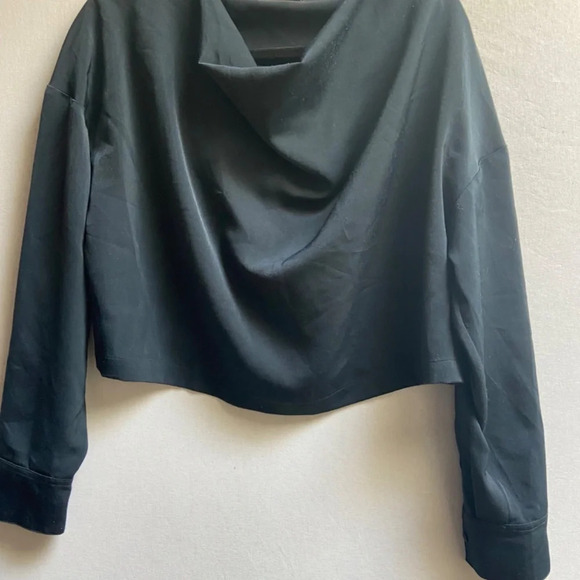 Oak + Fort drape front long sleeve black  Oversized blouse Sz XS - Picture 6 of 11